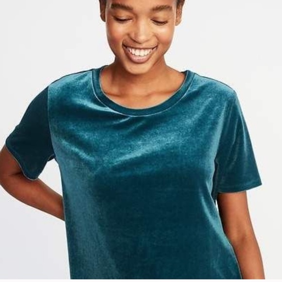 Old Navy Tops - Old navy velour relaxed fit tee in teal XL